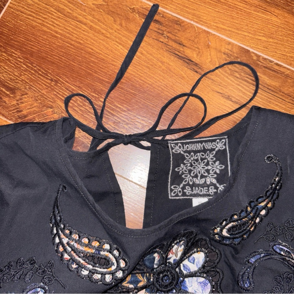 Johnny Was Jade EYELET MINI DRESS Black Size XS - Picture 8 of 14